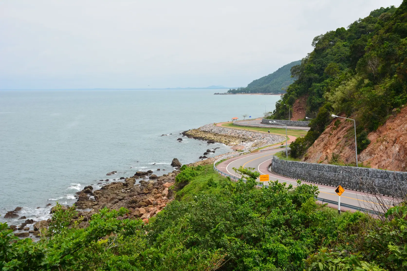 A coastal road along the sea in Chanthaburi province