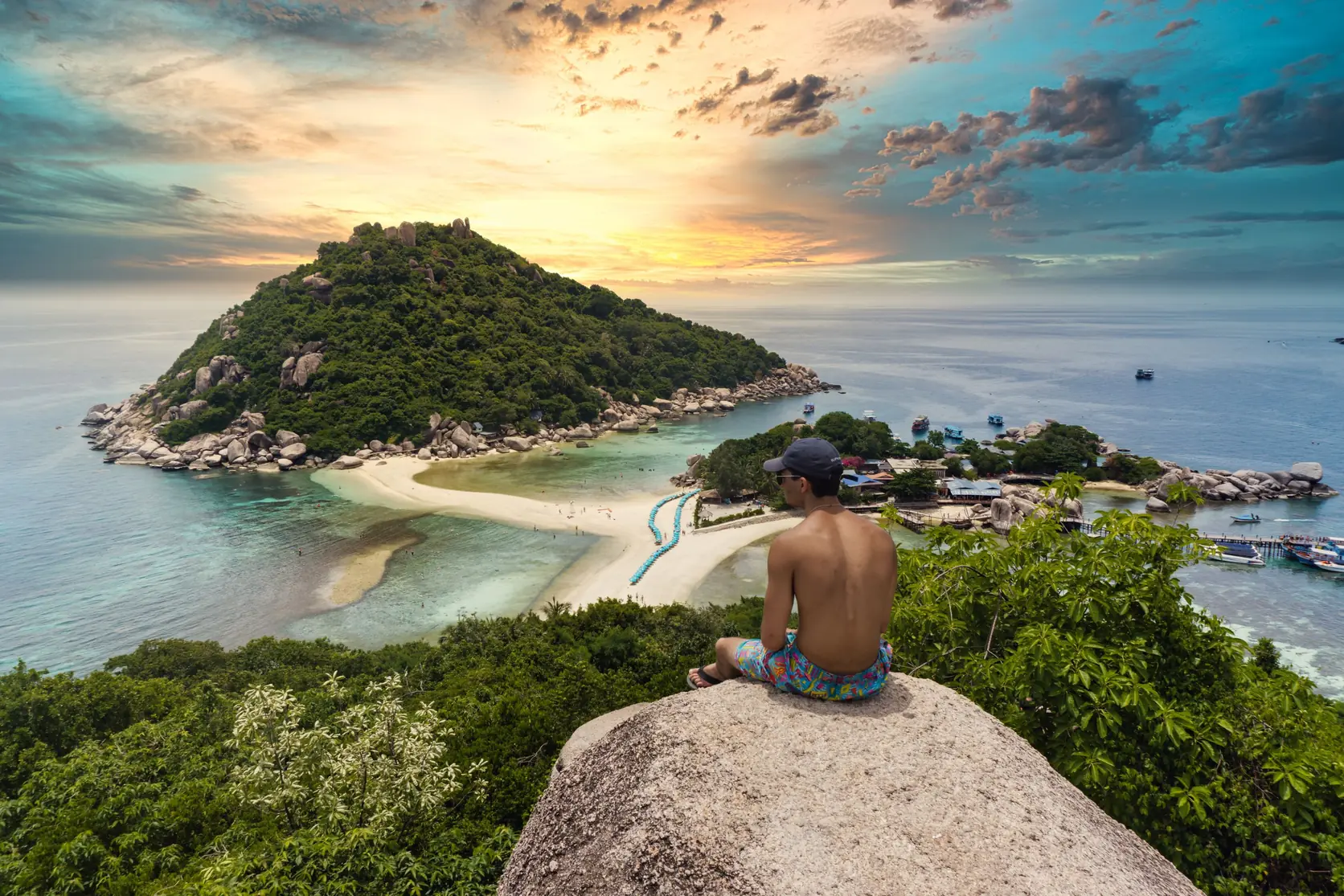 Koh Nang Yuan and its sandbar seen from a viewpoint